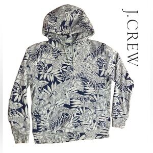 J. Crew Navy and White Leaf Print Hoodie Men’s Medium